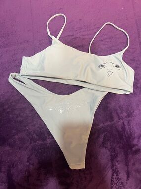 Soto Gang Light Gray Rhinestone Detail Women's Bikini Set (never worn)